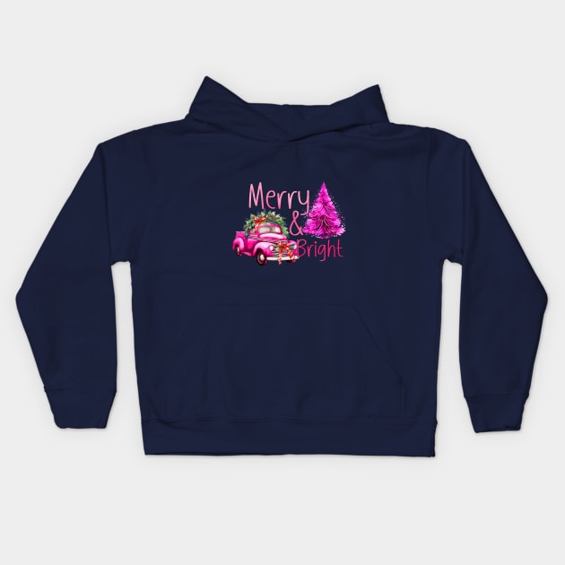 Merry and Bright Kids Hoodie by Happii Pink